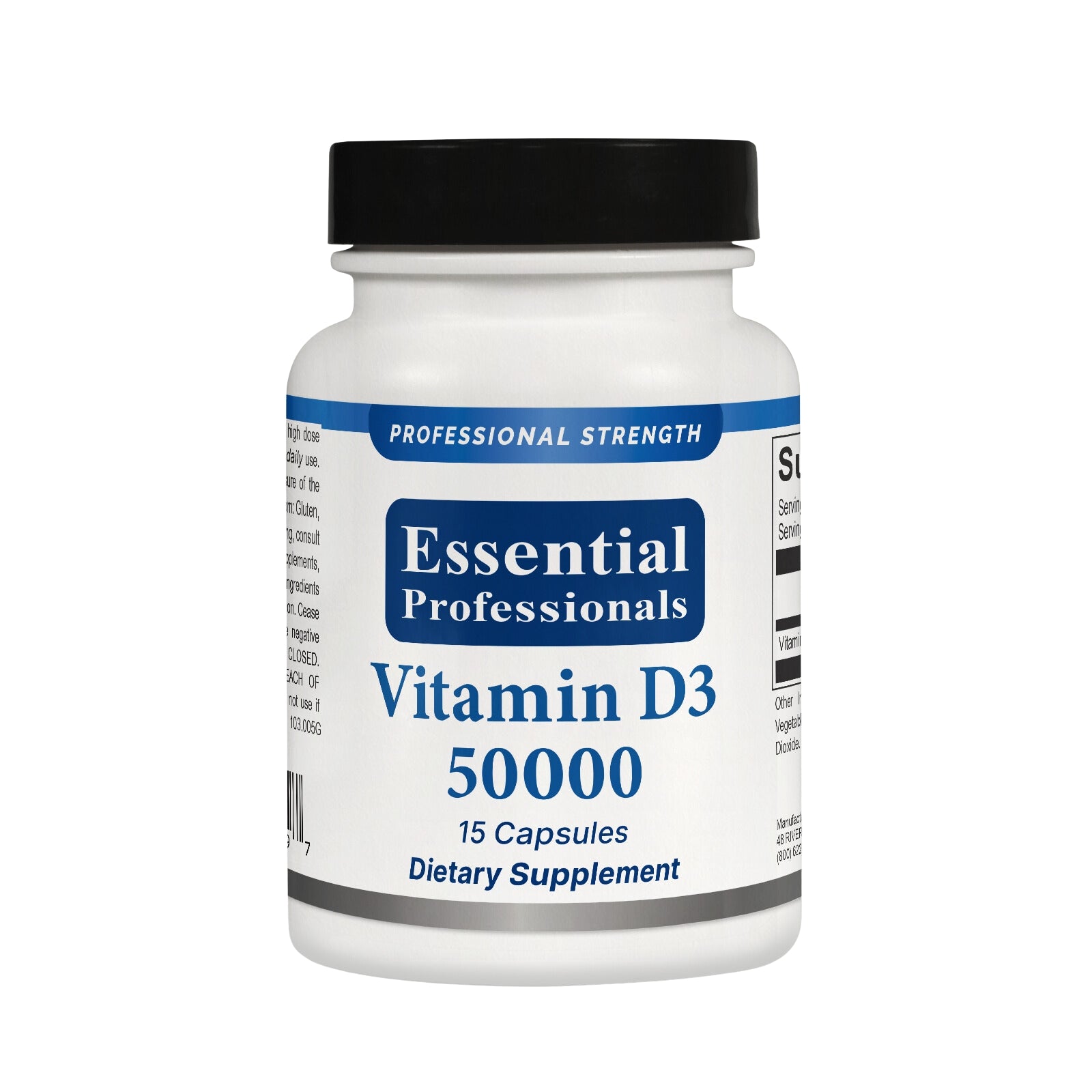 Essential Professionals, Vitamin D3 50,000 IU, 15 Capsules UPC 860012213597 | HiLife Vitamins